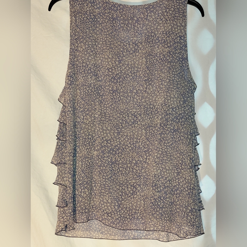Ann Taylor Ruffle Tiered Top Blouse Women Sz Medium Boho Sleeveless Side Zip EUC - Picture 2 of 4